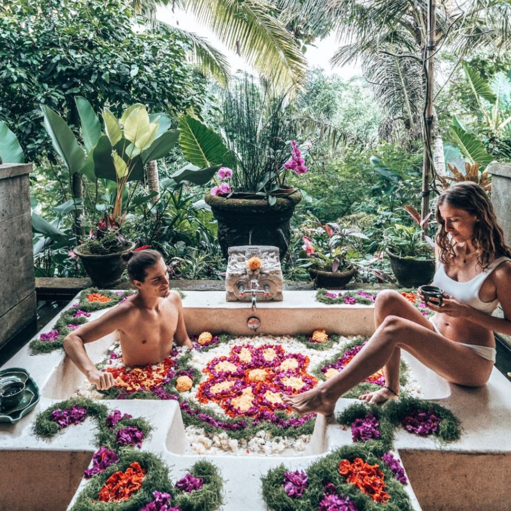 Couple enjoying a romantic spa experience at Dewi Gangga Spa Ubud, a leading wellness retreat in Bali